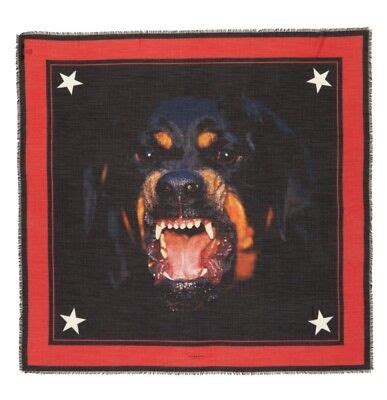 Vintage Givenchy Paris Rottweiler Print Silk Blend Scarf Rare